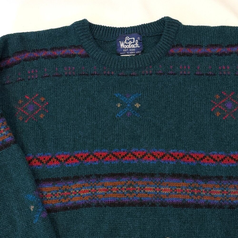 Vintage Woolrich Hunting Dog Embroidered Wool Winter Sweater Excellent Condition - Picture 4 of 14
